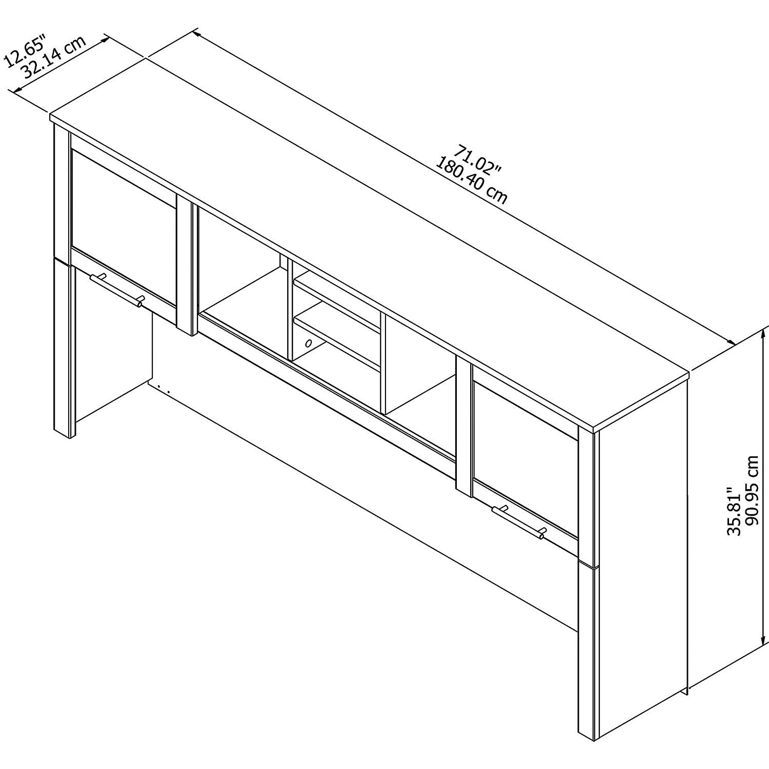 Bush Furniture Somerset 72W Desk Hutch with Shelves and Glass Doors in Hansen Cherry - WoodArtSupply