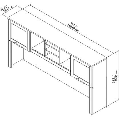 Bush Furniture Somerset 72W Desk Hutch with Shelves and Glass Doors in Hansen Cherry - WoodArtSupply