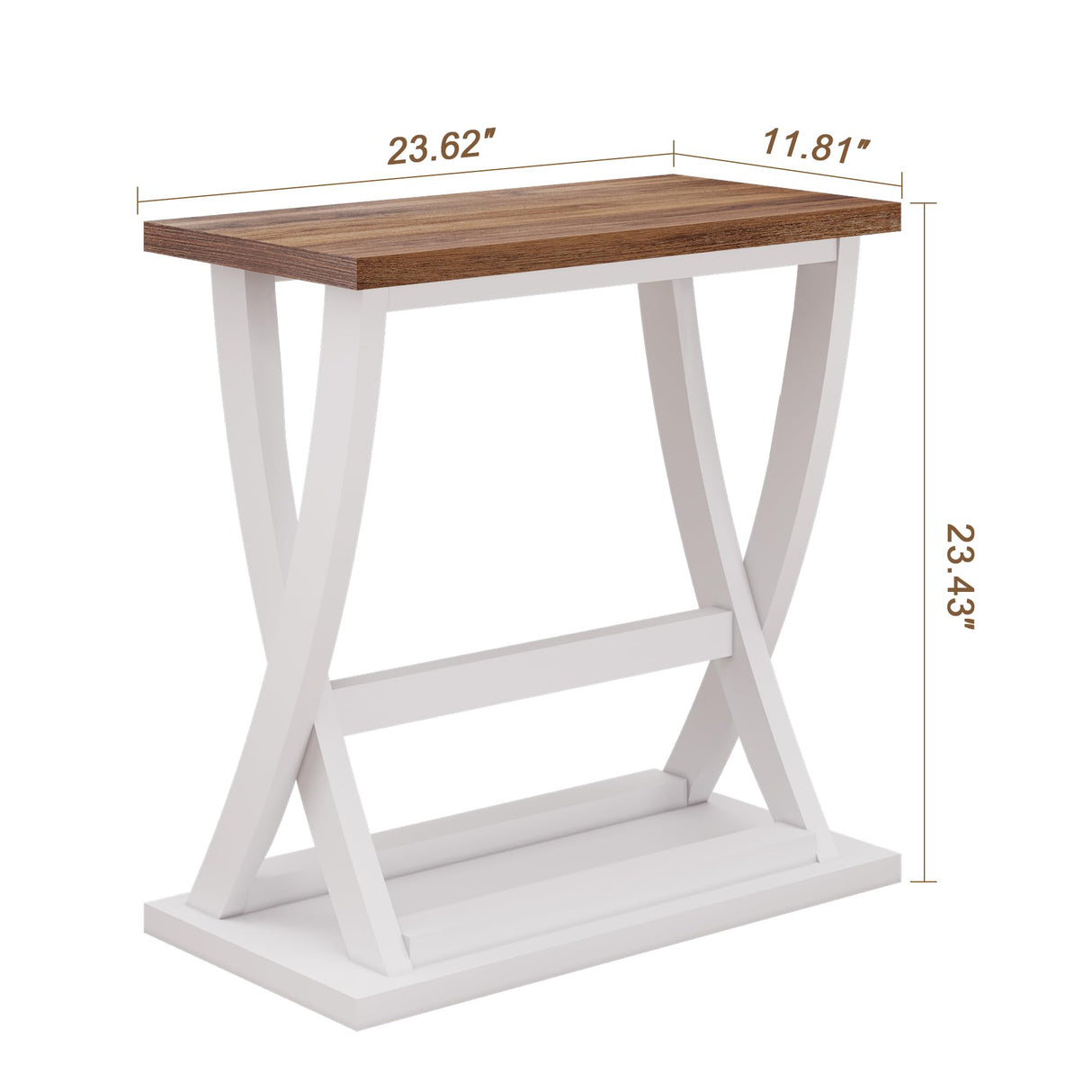 ChooChoo Farmhouse End Tables Living Room Set of 2, Narrow Side Table with Storage Shelf, Modern X-Design Slim End Table for Living Room, 11.8" D*23.6" W*23.4" D ChooChoo