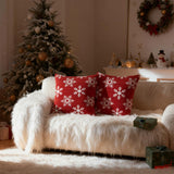2 Pack Christmas Pillow Covers 18x18, Chenille Double-Sided Snowflake & Christmas Tree Decorative Throw Pillow Cases, Soft Farmhouse Holiday Cushion Covers for Sofa Couch Bed(Red,18x18) Auomily
