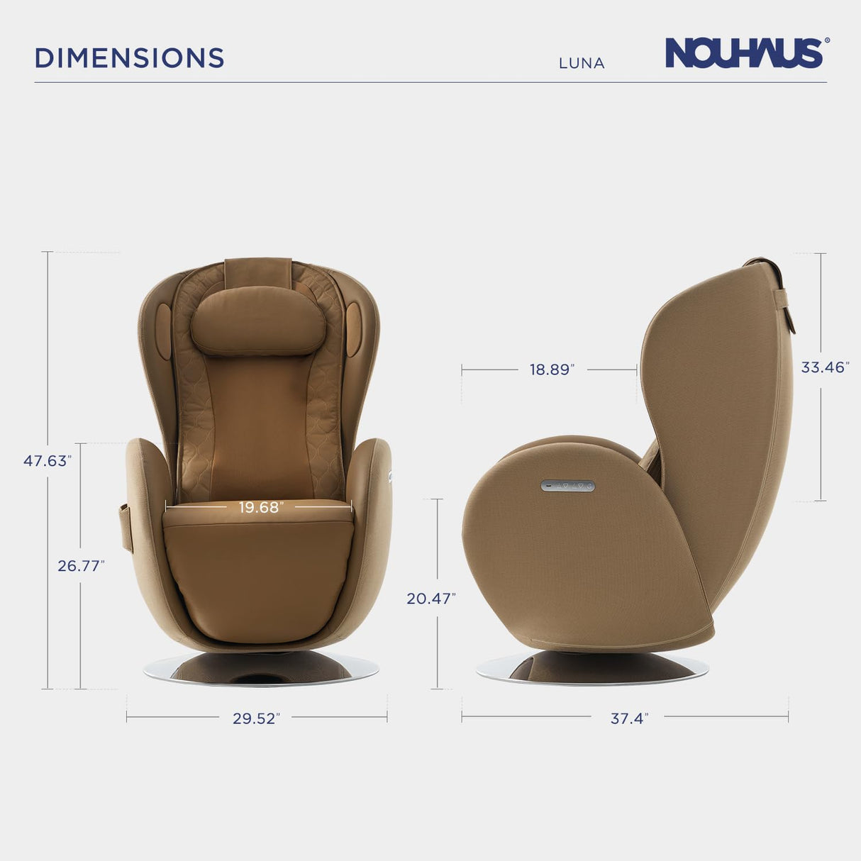 Nouhaus Luna Heated Massage Chair,Full Body Massaging Zero-Gravity Leisure Recliner with Low-Noise 3D Massage and Dual Sound Systems Modern Massage Chairs (Dark Caramel) Nouhaus