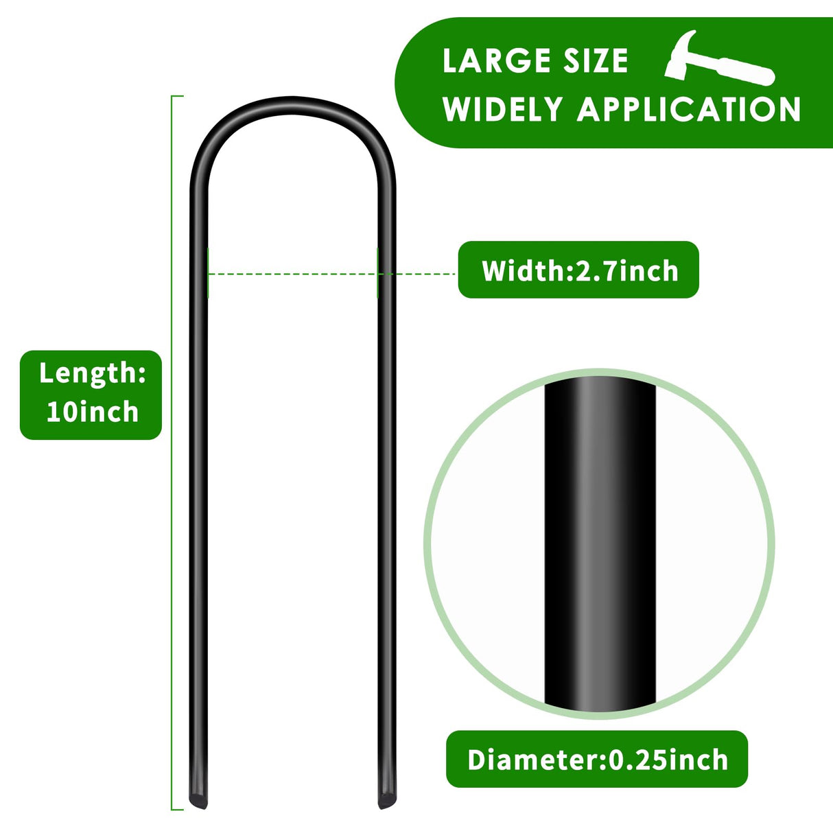 Trampoline Stakes U Shaped Anchors Heavy Duty Metal - Long Trampolines Ground Wind Stakes for Soccer Goals, Camping Tents, Garden Decoration (black-8pcs) UNIPRIMEBBQ