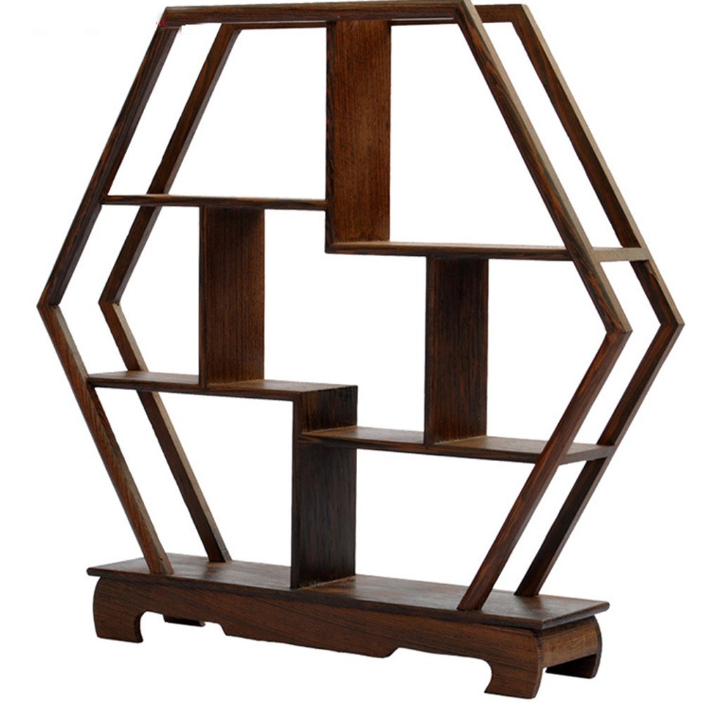 NWFashion Chinese Wooden Rosewood Display Stand Decoration Curio Cabinets Shelf (Hexagon) NWFashion