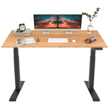 FLEXISPOT E8 Dual Motor 3 Stages Bamboo Electric Standing Desk 72x30 Inch Oval Leg Whole-Piece Board Height Adjustable Desk Electric Stand Up Desk Sit Stand Desk (Black Frame + Bamboo Desktop) FLEXISPOT
