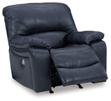 Signature Design by Ashley Leesworth Modern Power Recliner in Leather Match and with Rocking Motion and USB Port, Blue Signature Design by Ashley