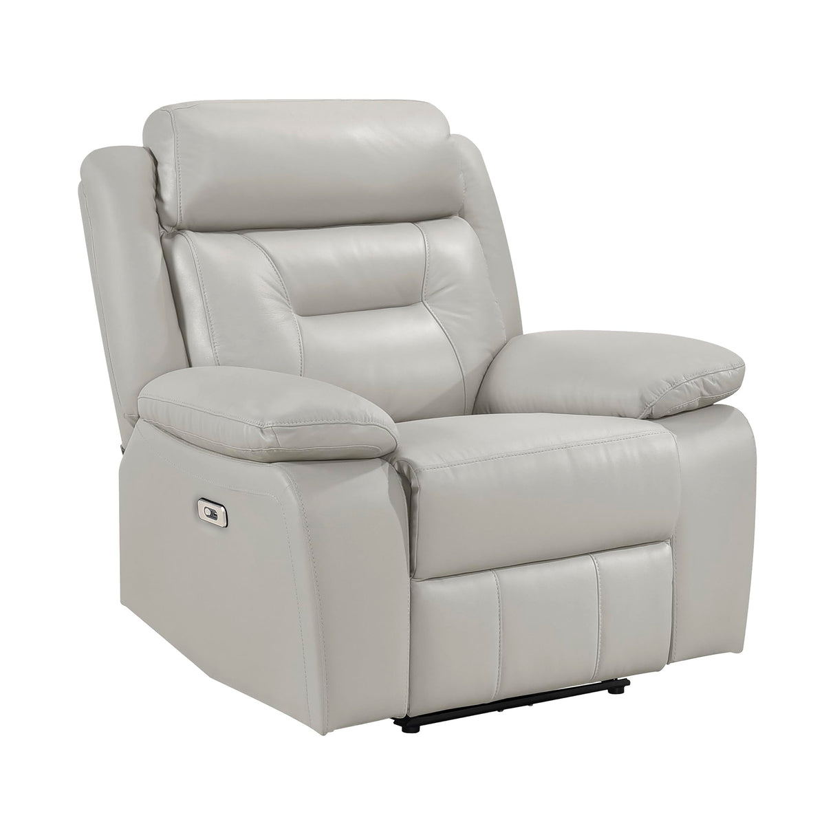 Lexicon Power Recliner Chair for Living Room, Top Grain Leather Match Recliner with Pillow Top Armrests, Home Theater Seating, Wall Hugger Recliners with USB Port, 40" W, Silver Lexicon
