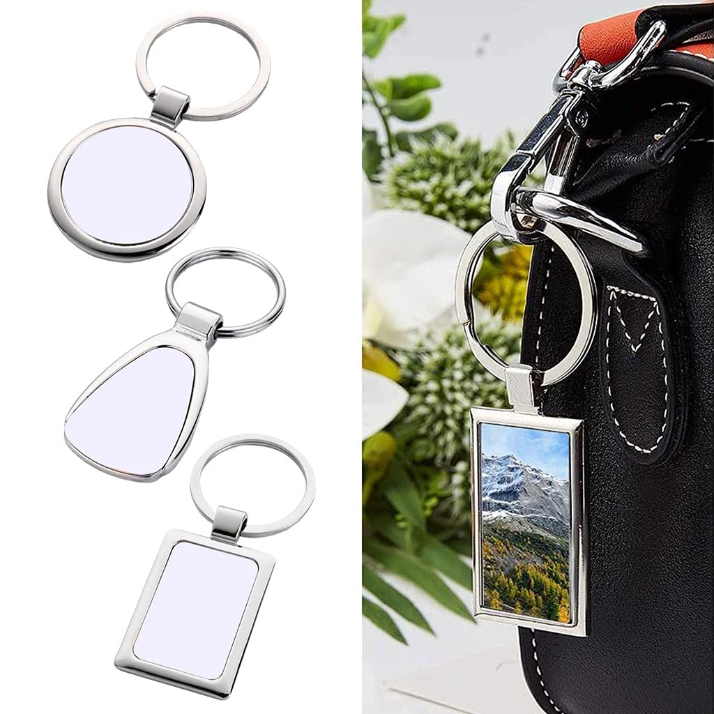 MGBISYI 10 Pieces Sublimation Blank Keychain with Key Ring Heat Transfer Keychain for Christmas Valentine Graduation Day Present (Rectangle)