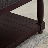 24KF Upholstered Square Coffee Table with Wooden Shelf, Tufted Button Large Square Ottoman with Spindle Wooden Legs, Linen Large Footrest Ottoman Pouf for Living Room, Dark Gray 24KF