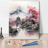 TUMOVO DIY Paint by Number for Adult, Japanese Paint by Numbers, Japan Nature Landscape Adult Paint by Numbers Kits on Canvas, 16X20 Inch Mountain Paint by Numbers for Adults Beginner TUMOVO