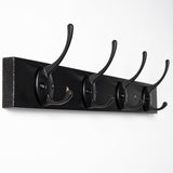 VERTORGAN Coat Hooks Wall Mounted, Wooden Hat Rack with 4 Hooks for Entryway, Bathroom,Bedroom(Black) VERTORGAN