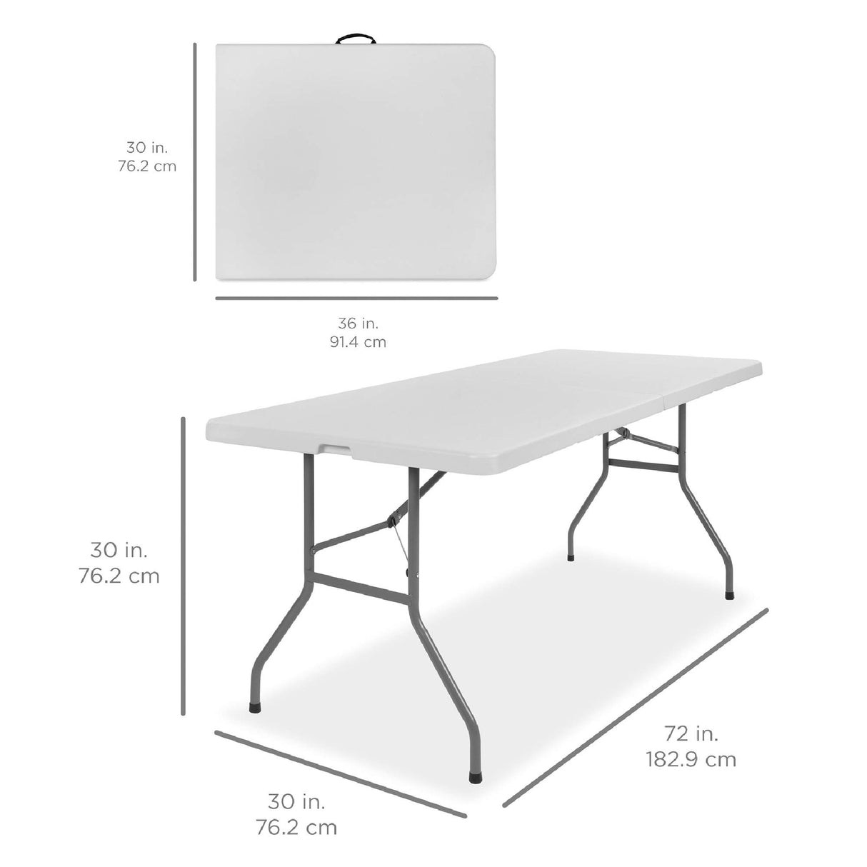Best Choice Products 6ft Plastic Folding Table, Indoor Outdoor Heavy Duty Portable w/Handle, Lock for Picnic, Party, Camping - White Best Choice Products