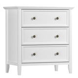 IKENO Nightstand with 3 Drawers and Charging Station, Solid Wood Dresser Organizer for Bedroom IKENO