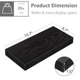 QEEIG Floating Shelves for Wall Bathroom Shelf Bedroom Kitchen Living Room Hanging Book Shelves Small Farmhouse Decor 16 inch Set of 3, Black (015-B3) QEEIG
