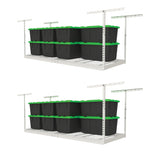 MonsterRax Overhead Garage Storage Racks 3x8’ (2-Pack) Ceiling Mounted Shelving, Adjustable Hanging Organizer, Heavy Duty Steel, Holds 500 Pounds, Color: White, Adjustable from 24"-45" off the Ceiling MonsterRAX Storage Solutions