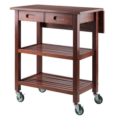Winsome 94734 Jonathan 2 Drawer Rolling Kitchen Cart in Walnut