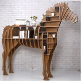 Rieort Fashion Bookshelf Solid Wood Bookshelf Horse Shaped Bookcase Creative Storage Display Cabinet Bookshelves Large Capacity Design Rack Bookcase not Shaking Rieort