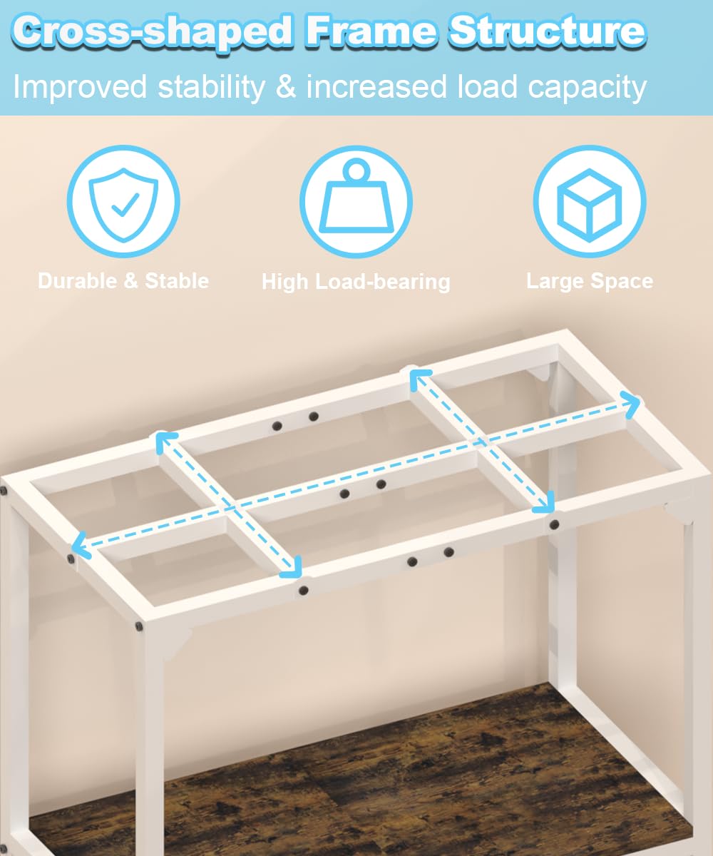 Mondazie 20 Gallon Fish Tank Stand, Upgraded Height Aquarium Stand Table with 2 Tiers Storage Shelf, Metal Reptile Breeder Turtle Terrarium Stand Rack for Home Office, 24" L x 12" W x 32.2" H - WoodArtSupply