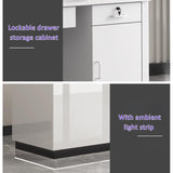 JKGHK Reception Desk, Front Desk Reception Counter with Locking Drawer, Retail Counter with Storage Cabinet, Simple Retail Counter Checkout Counter for Lobby Store Office(White+Gold,60x45cm) JIAOCKJIAO