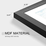 Picrit 11x14 Picture Frame Set of 12, Photo Display 8x10 with Mat or 11x14 Without Mat for Wall Mounting or Table Top Display, Black. Picrit