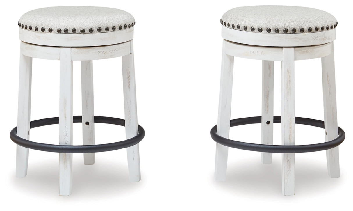 Signature Design by Ashley Valebeck 24" Counter Height Upholstered Swivel Stool, White & Black Signature Design by Ashley