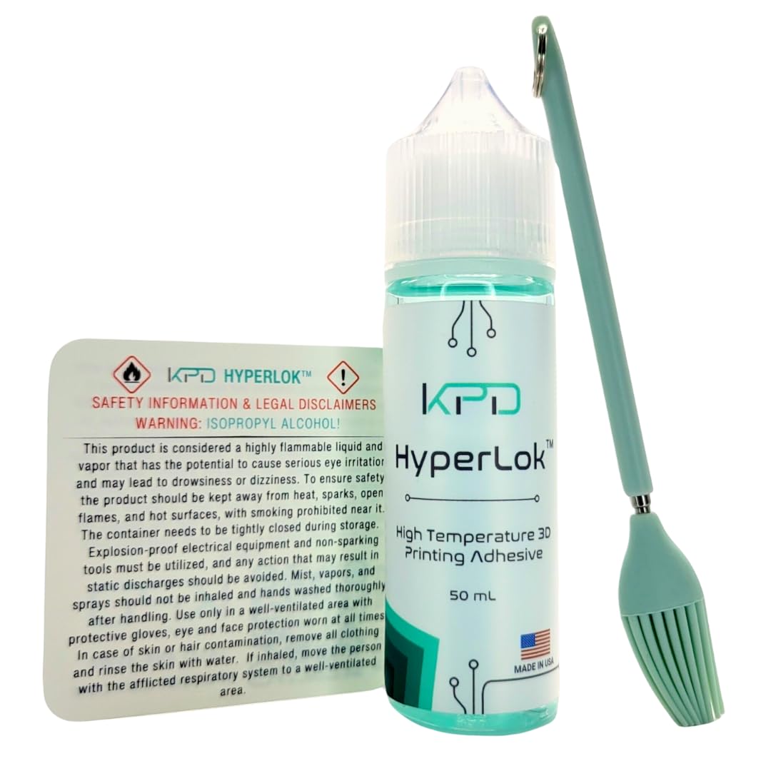 HyperLok - Strongest 3D Printing Bed & Build Plate Adhesive Glue for PEEK, ULTEM, Nylon, ABS and More! Easy to Clean & NO WARP! 50ml (1.69oz) Bottle - WoodArtSupply