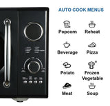 Emerson MWRG0901BK Retro Compact Countertop 800W Microwave Oven with 1,000W Grill Function, LED Display, 5 Power Levels, 8 Auto Menus, Glass Turntable and Child Safe Lock, 0.9 Cu. Ft., Black Emerson