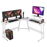 PayLessHere L Shaped Desk Corner Gaming Desk Computer Desk with Large Desktop Studying and Working and Gaming for Home and Work Place,White PayLessHere