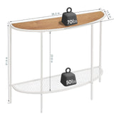 SAYGOER 2-Tier Half Moon Console Table with Storage Shelves in Oak White for Entryway, Living Room, and Office SAYGOER