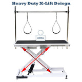 50 inch Professional Electric Dog Grooming Table - Height Adjustable Pet Grooming Table w/Grooming Arm, Anti Slip Tabletop & Powerful Motor, Heavy Duty Dog Grooming Station, White Ufyerutg