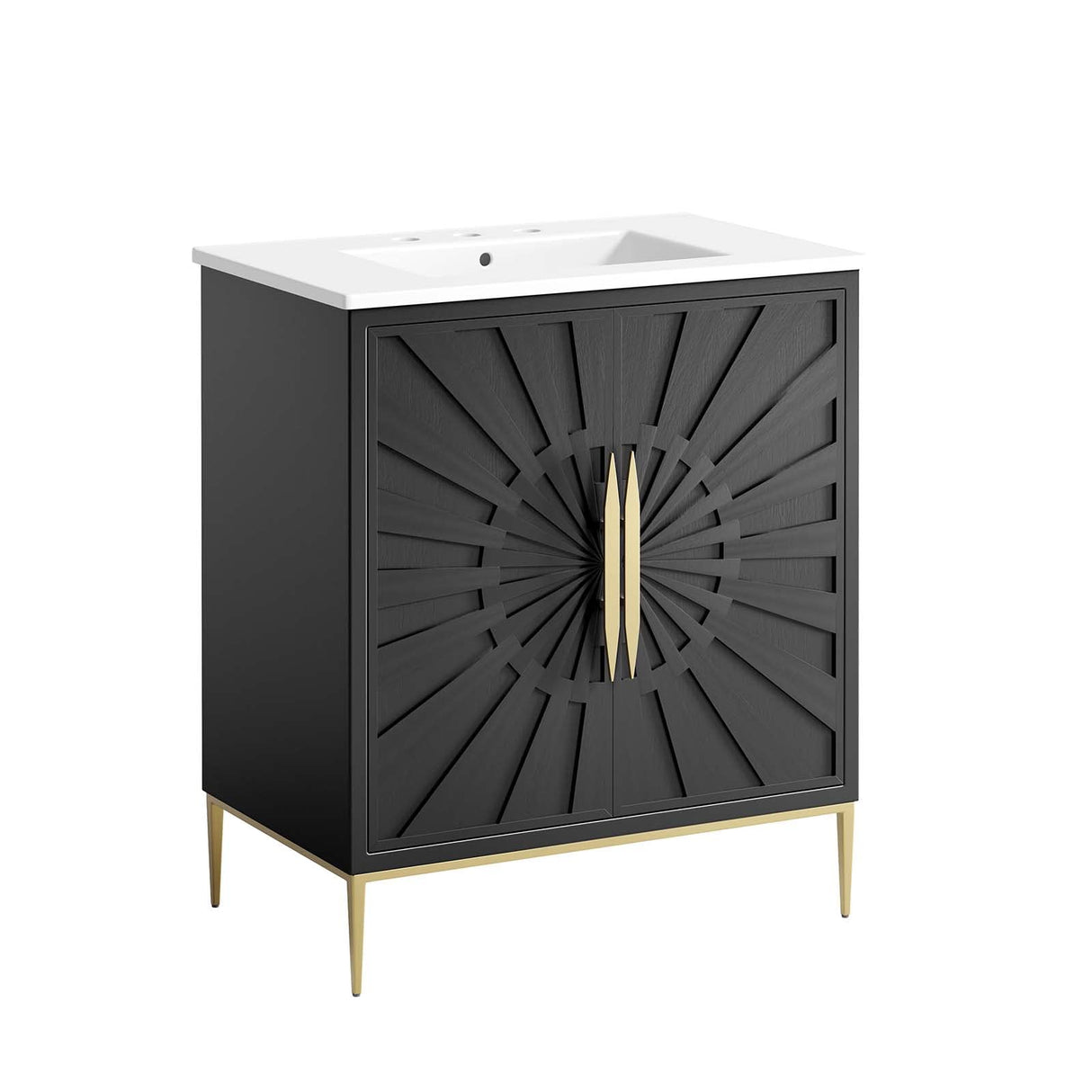 Modway Awaken Bathroom Vanity Cabinet, 30", White Black Modway