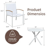 Shintenchi 3 Pieces Patio Bistro Sets, Outdoor Textilene Fabric Conversation Bistro Set, Textilene Fabric Front Porch Chairs Small Patio Furniture Set with Table for Lawn,Garden,Balcony (White) Shintenchi