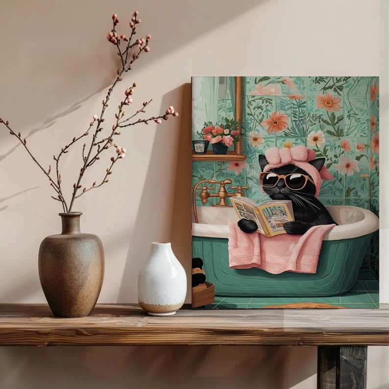 Black Cat Paint by Number for Adults,Funny Animal Painting by Numbers,DIY Acrylic for Beginners Unframed,Easy Paint by Numbers Adults on Canvas for Decor 16x20inch Canrichshop