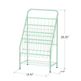 JAQ Kid Bookshelf, 4-Tier Metal Sling Kids Display Bookshelves Bookcase with Toy Storage in Baby Corner Library Room Classroom Playroom for Toddlers Nursery Children (4-tier/28.35inch, Green) JAQ