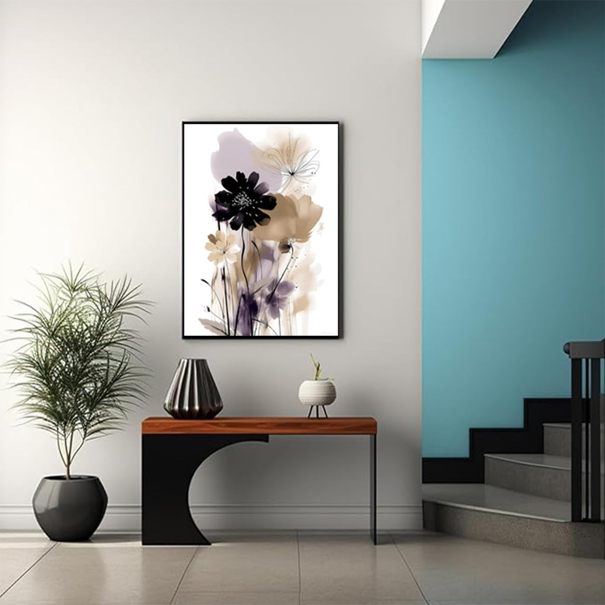 Diamond Painting, Black and White Flowers in a Modern Abstract Art Full Round Diamond Art Kits for Adults, Paint by Numbers for Beginners, Full Round Diamond Art Kits for Room Decor 12x16 inch HMDIIMGE