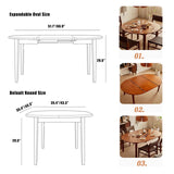 Lebolna Rubber Wood Dining Table,Creative Expandable,Round to Oval Dining Table for 2,4,6,8,10,Mid-Century Modern Solid Wood Kitchen Dining Room Table,Without Chairs(35.4"-51.1", Walnut) Lebolna