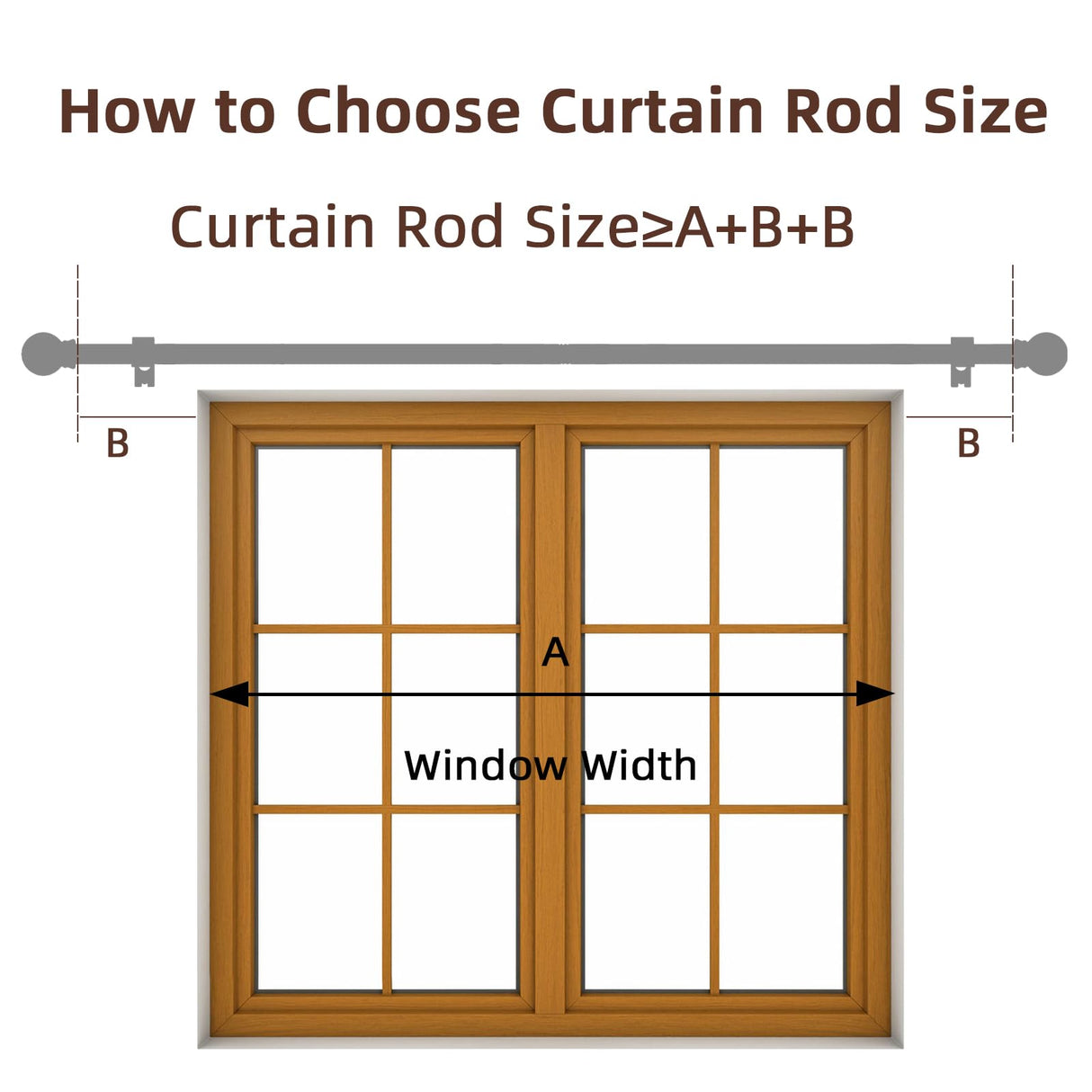 SMODBRODRE Curtain Rods for Window 32 to 62, Brown 5/8 inch Splicing Single Window Curtain Rod Set with Brackets SMODBRODRE