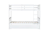 Bellemave Twin Over Twin Bunk Bed with Trundle,Convertible Bunk Beds with Ladder & Safety Guardrails,Twin Size Bunk Beds for Kids Girls Boys,White Bellemave