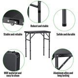 GARLLEN 2ft Folding Camping Table, 3 Adjustable Height Lightweight Picnic Table, Portable Aluminum Grill Table (22.8" L x 15.7" W) for Outdoor, Camping, BBQ, Black GARLLEN