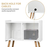 Possile Mid-Century Record Player Stand, Vinyl Record Cabinet Holder with Storage Up to 100 Albums, Record Player Table for Living Room Bedroom Office, Turntable Stand with Wood Legs, White Possile