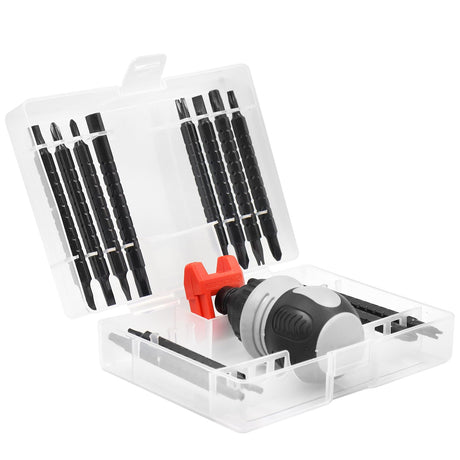 hyhenlil 26-in-1 Ratcheting Multi-Functional Double-Head Screwdriver with Storage Box, Stubby Repair Tool, Multi-Purpose Installation Tool, Removable/Adjustable/Reversible/Switchable/Portable hyhenlil