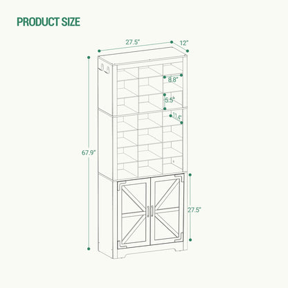 Hzuaneri Shoe Storage Cabinet with Doors, 30 Pairs Free Standing Closet Organizer, 8.8" Widened Cell Wood Shoe Shelves, 10 Tiers Vertical Shoe Rack for Entryway, Bedroom, Rustic White SR20914 - WoodArtSupply