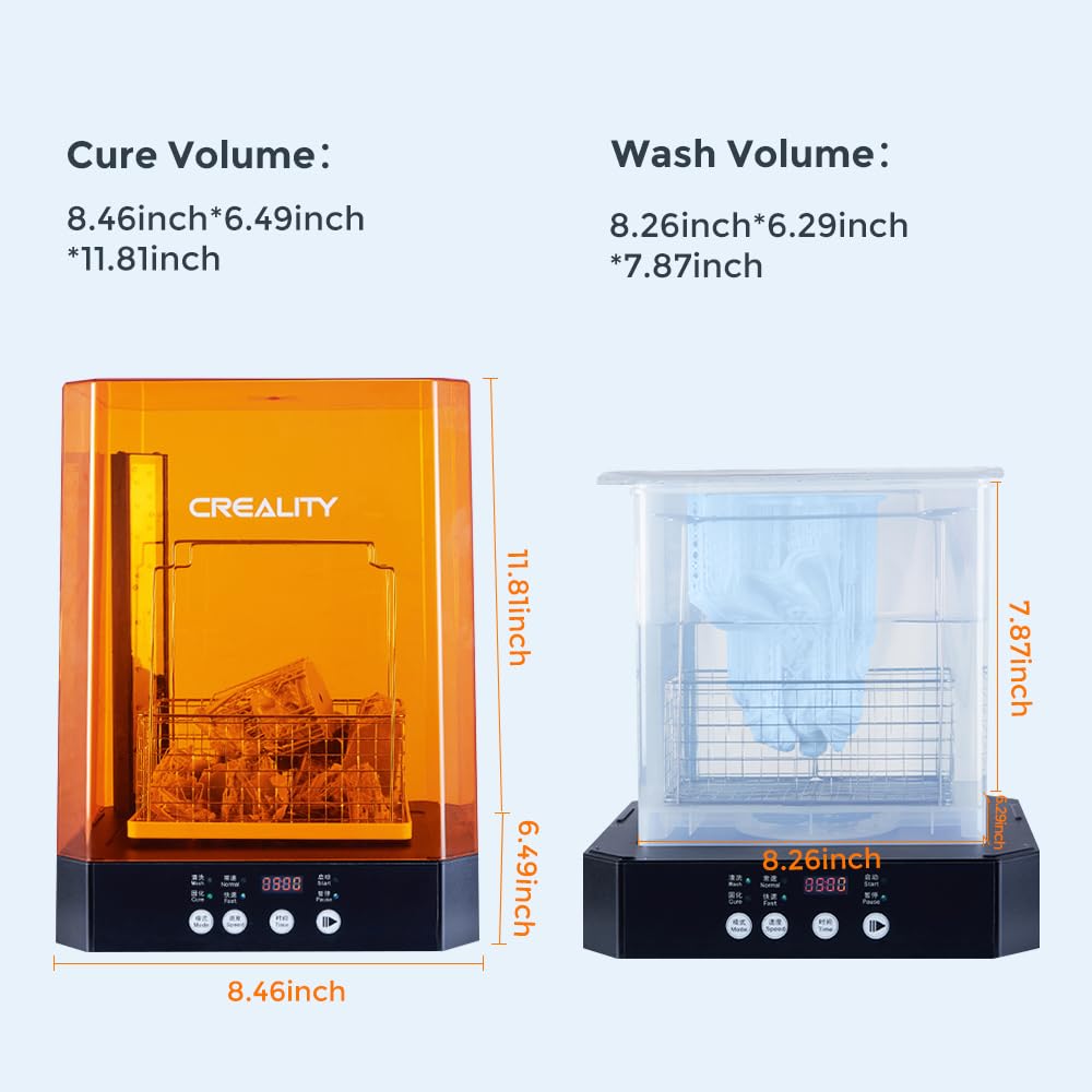 Creality UW-03 Wash and Cure Station 2 in 1 Machine Resin 3D Printer Gen 3.0 360° UV Exposure 405nm LED Magnetic Propeller Speed 500r/min 10.64L Cure Volume 8.46x6.49x11.81 inch - WoodArtSupply