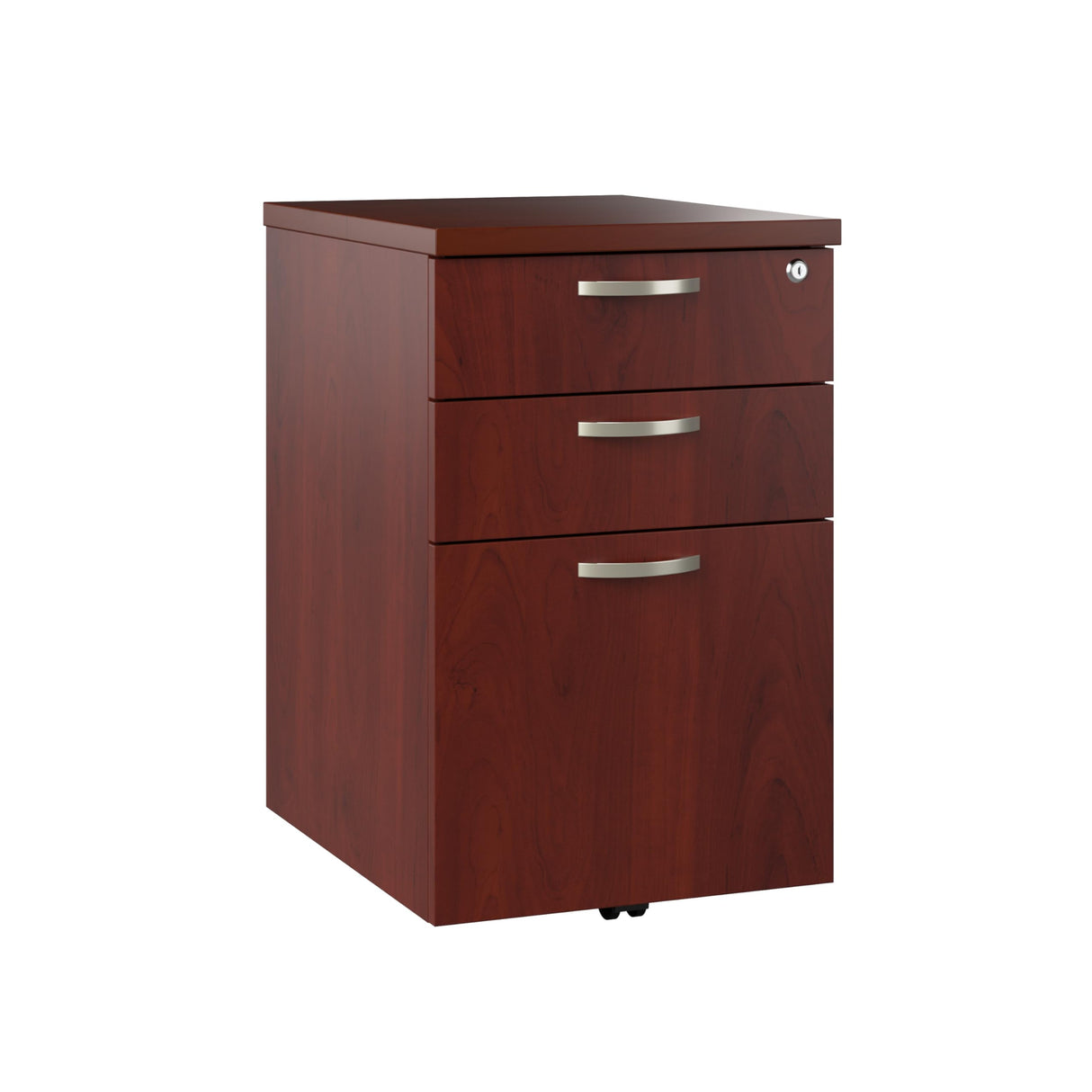 Bush Business Furniture Office in an Hour 3 Rolling File Cabinet | Mobile Under Desk Drawers for Letter, Legal, and A4-size Document Storage, Hansen Cherry Bush Business Furniture