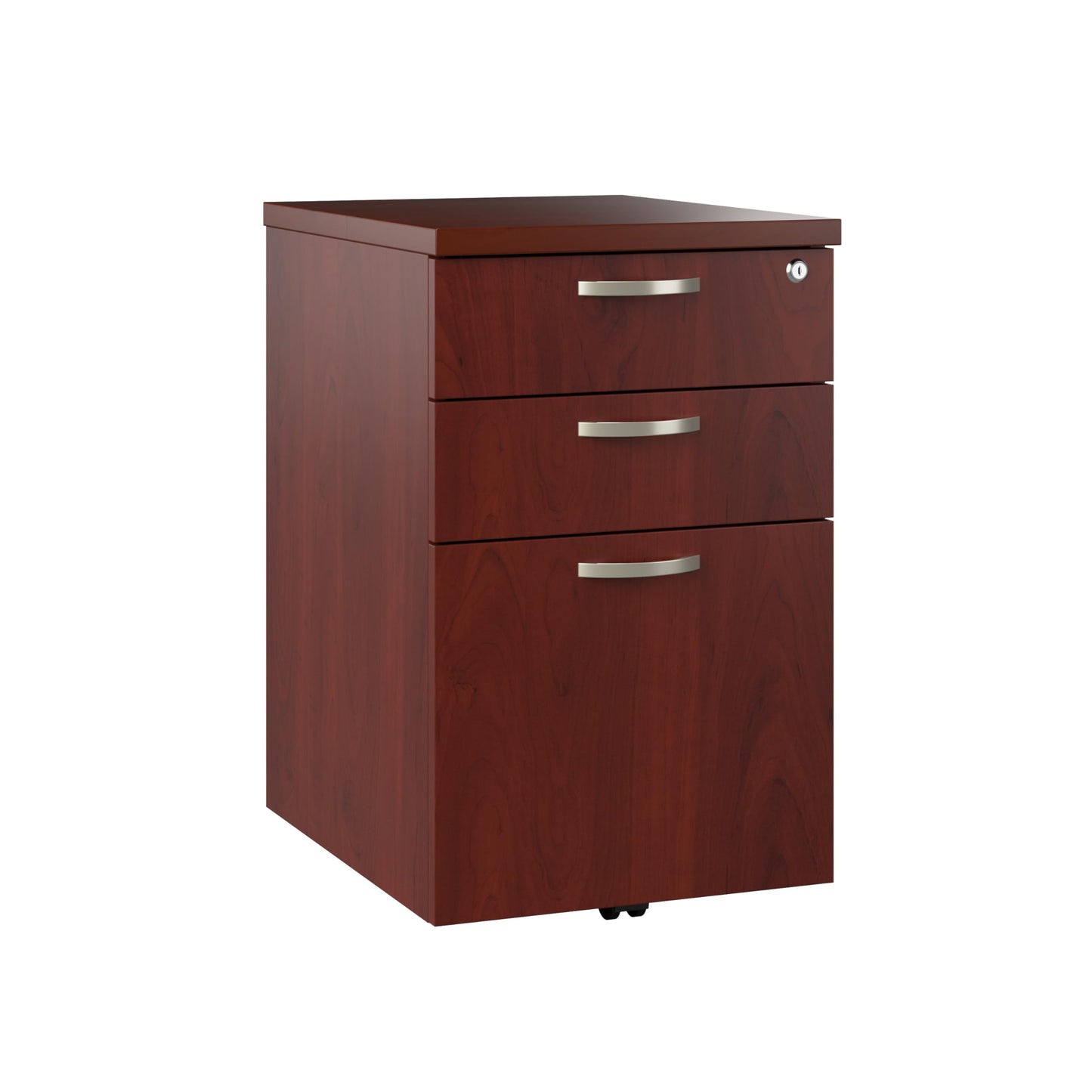 Bush Business Furniture Office in an Hour 3 Rolling File Cabinet | Mobile Under Desk Drawers for Letter, Legal, and A4-size Document Storage, Hansen Cherry - WoodArtSupply