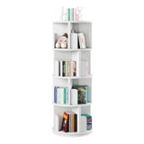 oneinmil Rotating Bookshelf, 360° Rotating Bookcase for Small Space, Corner Bookcase for Bedroom, Living Room, Study Room, 4 Tier, White oneinmil