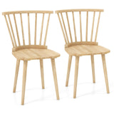 Giantex Wood Dining Chairs Set of 2, Windsor Dining Chairs, American Country Kitchen Chairs w/Rubber Wood Frame & High Spindle Back, Farmhouse Armless Side Chairs for Home Living Room, Natural Giantex