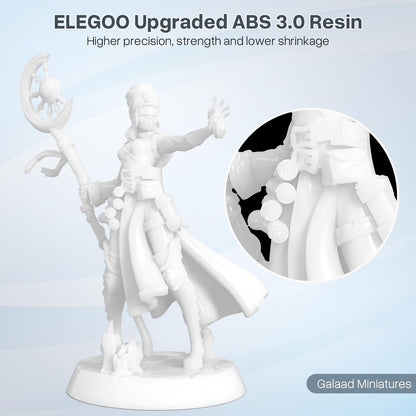 ELEGOO ABS-Like Resin 3.0, Photopolymer Resin UV Curing 405nm, Upgraded ABS 3D Printing Resin, Higher Precision, Lower Shrinkage 3D Resin for LCD/MSLA/DLP 3D Printer, White 1000G