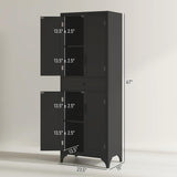 HOMCOM 67" Tall Freestanding Kitchen Pantry Cabinet, 4-Door Storage Cabinet with Drawer and Adjustable Shelves for Dining Room, Black HOMCOM