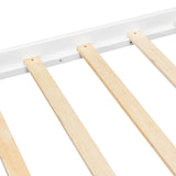 MaiDeHaoo Canopy Platform Bed Queen Size, Wood Platform Bed with Headboard and Footboard, Four Post Canopy Bed Frame Queen with Slats Support, Easy Assembly, White MaiDeHaoo