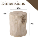COSIEST Outdoor Antique Beige Side Table Faux Wood, Hand-Painted Wood Stump Stool, Ottomans, Plant Stand, Deck or Garden COSIEST